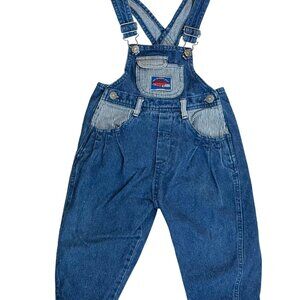 Vtg The Place Denim Bubble Overalls 24-30 Mos Striped Pockets Cotton Blue